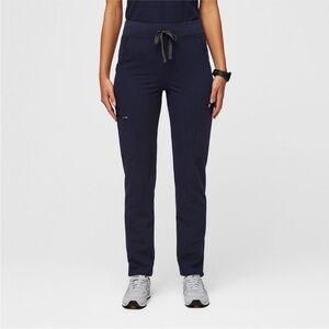 FIGS Navy Blue High Waisted Yola Skinny Scrub Pants, Size Large